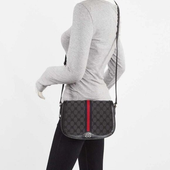 Balenciaga x Gucci Black/Grey Canvas/Leather The Hacker Project Ophidia Cross... - Picture 2 of 10